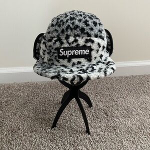 SOLD New Supreme Leopard Polar Fleece Earflap Camp Cap